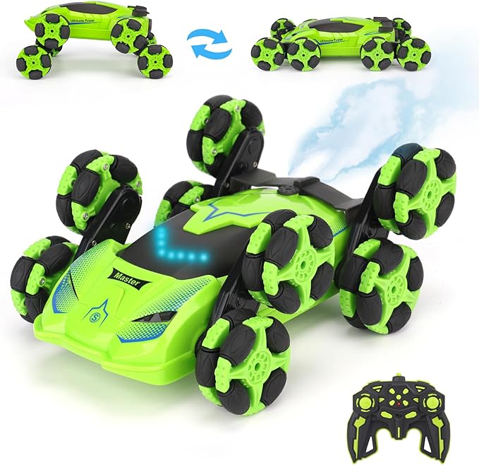 PREPOP 8WD Remote Control Stunt Cars Toys- Best Birthday Presents Gifts for Kids Age 6 7 8 9 10 11 12 Year Old Boys, 2.4Ghz Cool Transform RC Drift Cars with Music & Light