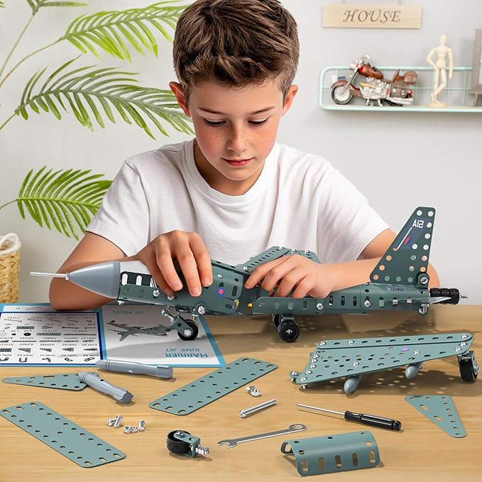 Model Airplane STEM Building Projects Toys - DIY Building STEM Projects Toys for Kids Boys Girls Ages 8-12-16, Assembly Science Kit Model Plane Birthday Gift Toys for Kids Boys 8 9 10 11 12 Years Old