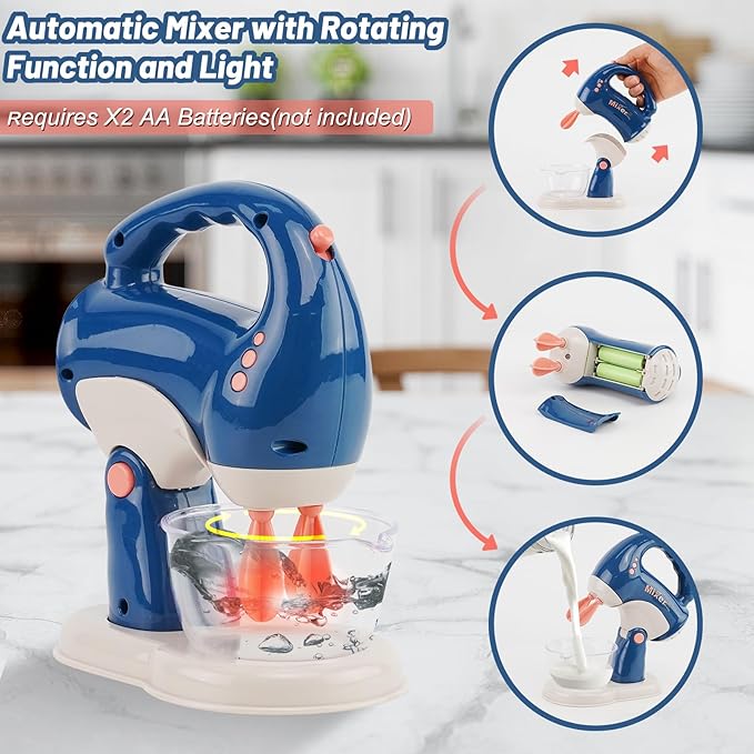 Kitchen Appliances Toy Play Kitchen Accessories for Kids Pretend Play Set Cooking Toys with Coffee Maker, Water Dispenser, Mixer, Toaster, Utensils Kitchen Accessories Set for Girls Birthday Gift 3+