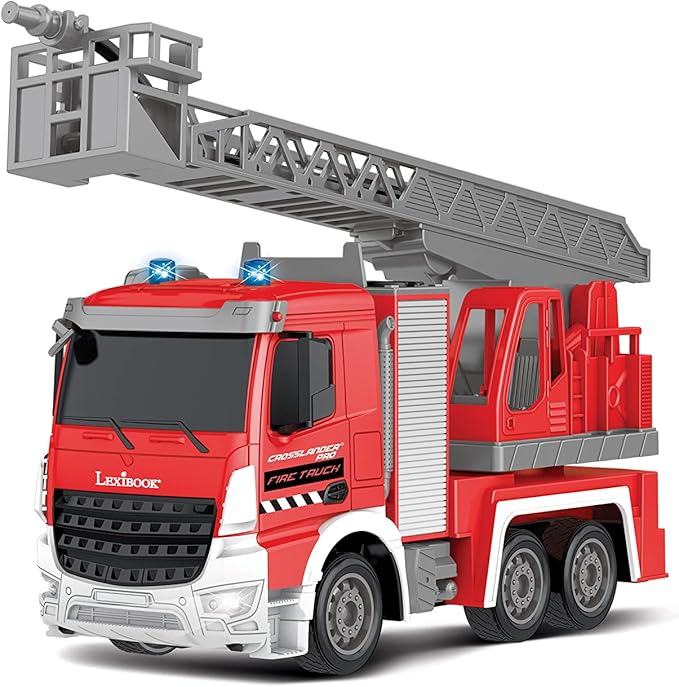 LEXiBOOK Crosslander® pro, RC Fire Truck, Remote Controlled fire Truck, Light Effects, Water Spray, Electronic Rotating Ladder, Rechargeable, RCP20