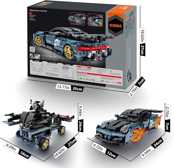 STEM Building Toys for Kids, Educational Building Blocks, Remote & APP Controlled 2in1 RC Car/Construction Robot STEM Kit, Science Learning Car Building Sets for Boys Girls 8-16 Old (Dark Blue)