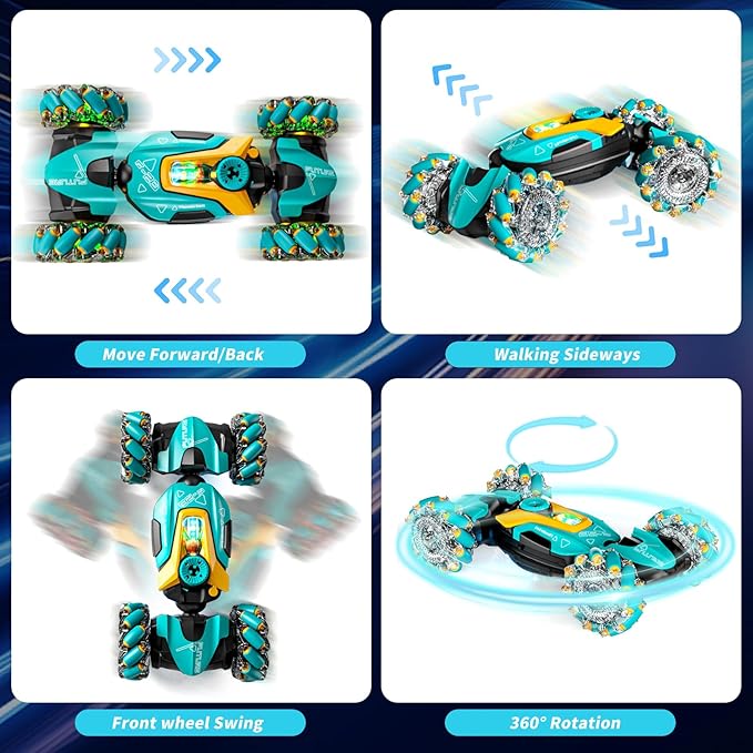 Remote Control Car, RC Gesture Control Stunt Car, 4 WD, 360° Rotation with Lights and Music, 2.4Ghz Hand Controlled Remote Control Twister Cars for Kids Gift 6-12 Years Boys and Girls