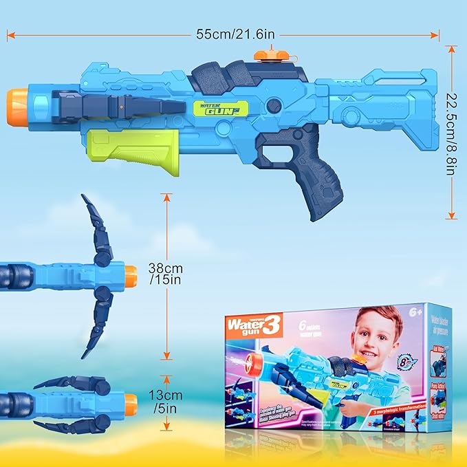 Water Gun for Kids, Super Squirt Guns Water Soaker Blaster - 2 Nozzle, 4 Shooting Modes Switch - Crossbow Design - 26 Ft Long Shooting Range - Summer Toys Gun for Boys Girls Adults Outdoor Pool