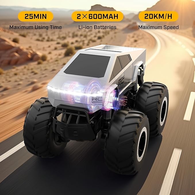 WayEee Cyber Truck Toy RC Car - Remote Control Monster Truck for Kids 6+, Amphibious 4WD All Terrain Off-Road Car, Waterproofing and Durable, 2.4GHz Remote Control, Boys Gift