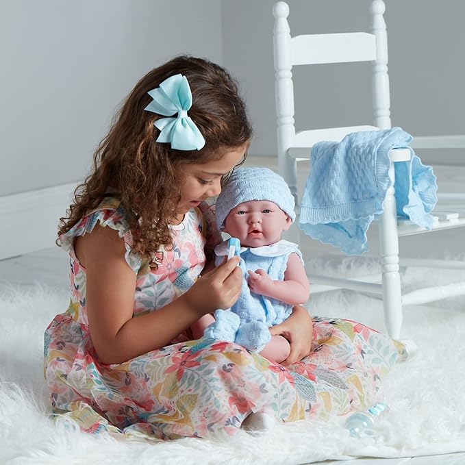 Anatomically Correct Real Boy Baby Doll | 15" All-Vinyl Baby Doll | JC Toys - La Newborn | Made in Spain | Comes With Blue Knit Outfit and Accessories | Designed by Berenguer | Ages 2+