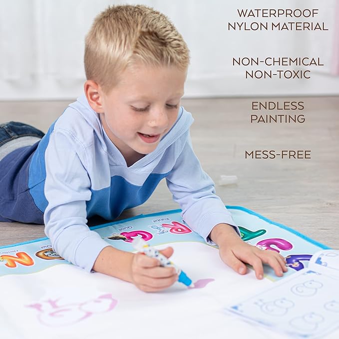 Water Coloring Mat 40x30 Large Mat, Coloring Mat, Water Painting Color Educational Writing Drawing Mess-Free Toys for Kids Toddlers for Girls Boys Ages 3 4 5 6