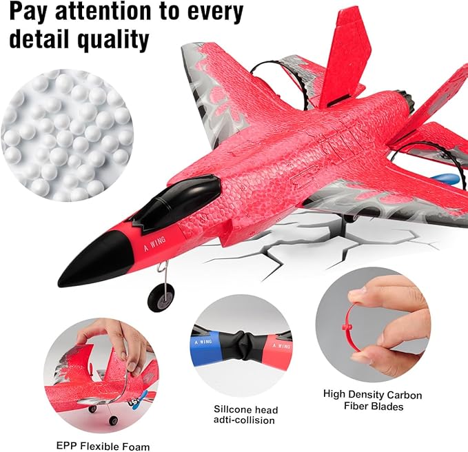 F-35 RC Plane, 2.4GHZ RC Airplane Ready to Fly Remote Control Airplane W/ 2 Batteries & 6-axis Gyro Stabilizer RTF Hobby Sport Toy RC Glider for Beginners Kids Boys Girls Adults