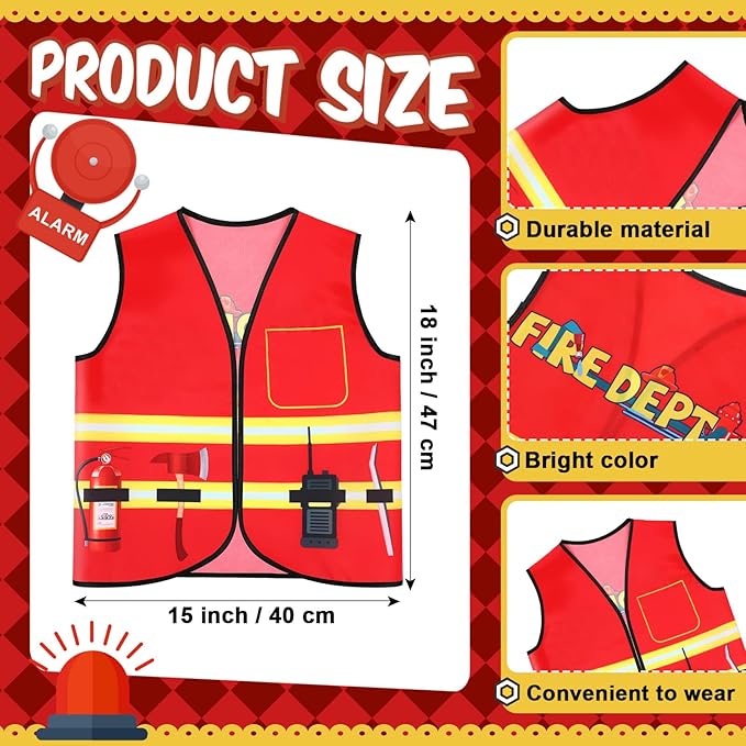 Panitay 12 Pcs Kids Community Helper Dress up Vest, Boy & Girl Career Cosplay Party Costume for Toddlers Occupation Role Play