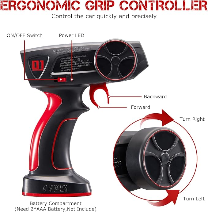 SGILE Remote Control Car Toy for Boys, 2.4 GHz RC Drift Race Car, Fast Speedy Crawler Truck, 2 Batteries for 60 Mins Play, Toy Gift for Boy Girl Adult