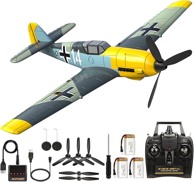 Remote Control RTF Airplane, 4 Channel 6-Axis Gyro Park Flyer RC Plane BF109, WW2 Warbird Aircraft Toy Gift for Adults & Kids