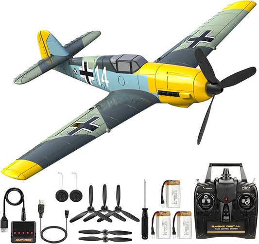 Remote Control RTF Airplane, 4 Channel 6-Axis Gyro Park Flyer RC Plane BF109, WW2 Warbird Aircraft Toy Gift for Adults & Kids