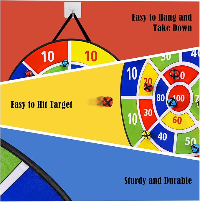 29" Kids Dart Board Game – Indoor & Outdoor Play, Party Carnival Game with 12 Sticky Balls & Darts, Easter Basket Stuffers, Fun Gift for Boys & Girls Ages 4-12