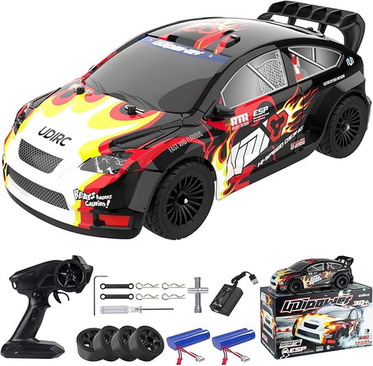 Remote Control Drifting Car 1/16 Scale, 30+MPH 4WD High Speed Drift RC Car, Speed & Steering Control Vehicle Toy with U2 Sets of Tires and Light for Kids 8-12 Years Old
