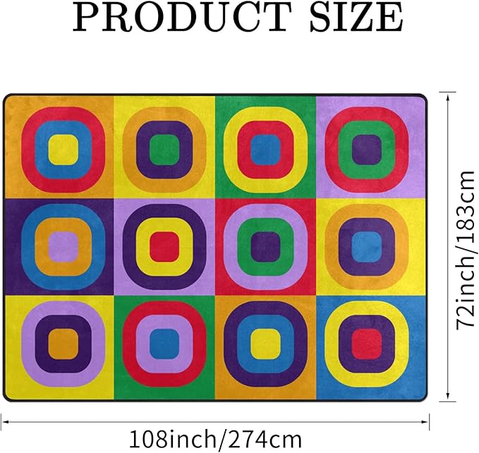 Kids Rug, Classroom Carpets Playmat Rugs - 6x9 Ft Kids Carpet with Rubber Backing, Colorful Children's Classroom Seating Rug Play Mat Nursery Rugs for Children Bedroom Playroom Elementary