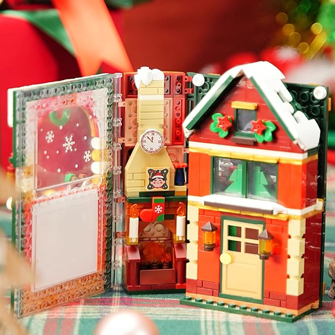 Christmas Expandable Fairytale Books Toys Building Blocks Sets. Christmas Trees, Trains, Fireplaces for Sons, Grandchildren, Nieces, Building Toys for Christmas, Birthday, New Year Gifts-526 PCS