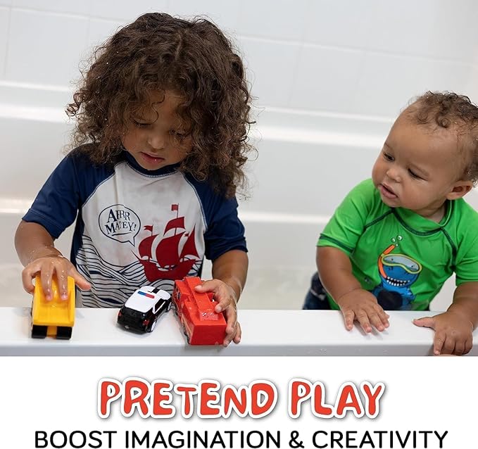 SplashEZ Mold Free 6 Cars Bath Toys for Kids | Toddler Bath Toys with No Hole for Water | Vehicles Set Ideal Size for Little Hands | Safe, Durable for Endless Tub Fun | Great for Boys & Girls Ages 0+