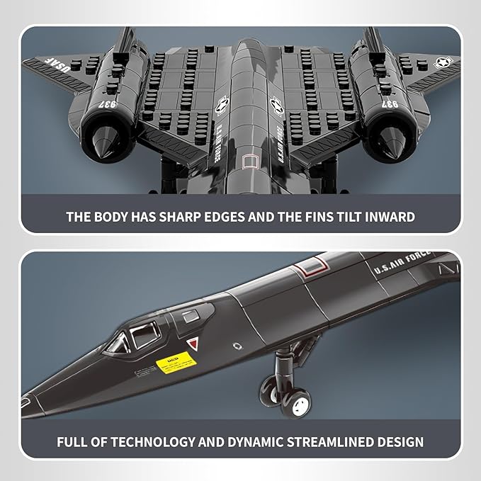 SR-71 Fighter Jet Building- Compatible with Lego Plane, Set, Military Fighter Plane Jet Suitable for 8-14 Years Old Children and Adults as Gifts (183 PCS)