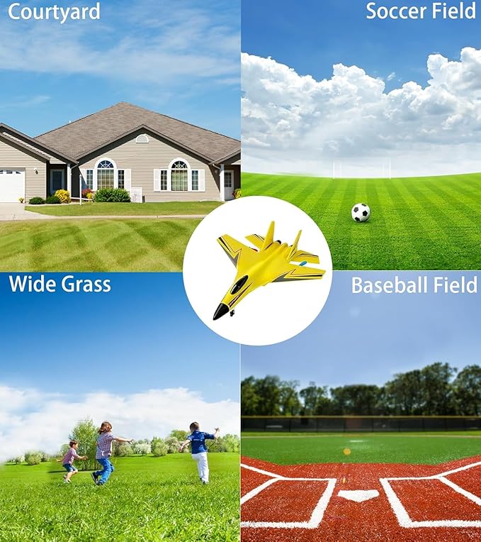 Remote Control Airplane for Kids, 2 Channels Foam RC Planes Wireless Toy,Hobby RC Glider Aircraft for Beginners Boys Girls Adult Yellow