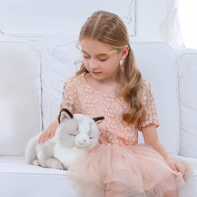 Adorable Stuffed Animals Cat -Handmade Plush Soft Cat -Present Gift for Boys/Girls (Sleeping Ragdoll Cat)