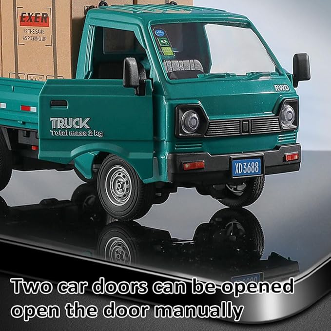 Remote Control Car RC Kei Truck,1:16 Scale RC Transporter Pickup Truck, 2.4GHz All Terrain RC Transport Cars with Spray & Light, 3 Batteries, Best Gifts Ideas for Kids Age 6 Year Old (Green)