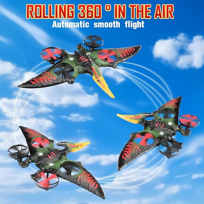 jaming Pterodactyl Dinosaur Toys Drone for Kids and Adults Easy to Fly Dragon Remote Controlled Aircraft for Beginners Hobby RC Plane Toys Birthday Gifts for Boys Remote Control Gecko