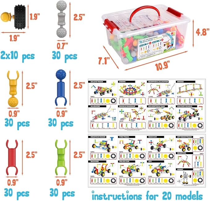 Building Blocks for Kids, 170 Pcs STEM Toys for Boys and Girls, Safe and Creative Toy for Age 3+, Educational Activities