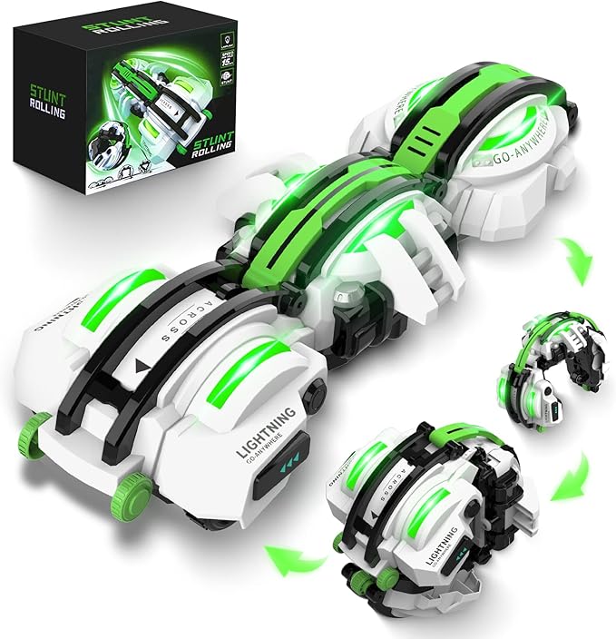 BAZADER RC Car with LED Lights - Remote Control Car Snakes 360° Roll Toy, Birthday for Kids Age 7 8 9 10 11+ Year Old, 2 Batteries 60+min, Indoor/Outdoor Toy for 6-12 yr Teen Boys