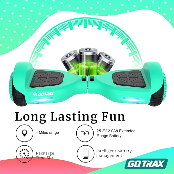 Gotrax Hoverboard with 6.5" LED Wheels & Headlight, Max 4/5 Miles Range, 6.2mph Power by Dual Brushless Motor, UL2272 Certified and 50.4Wh/65.52Wh Battery Self Balancing Scooters for 44-176lbs Kids