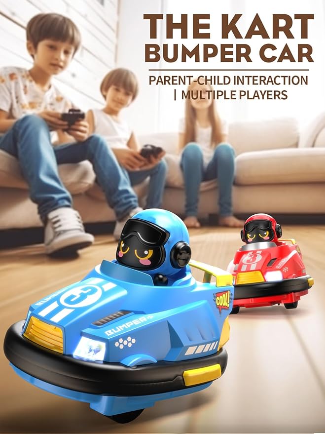 ATHLERIA 2pcs Remote Control Bumper Car Toys for Boys Girls,RC Race Vehicles,Two Player Competitive Games,Christmas Birthday Gifts for 3 4 5 6 7 8-12 Years Old Toddlers Boys Girls Teens(Blue+Pink)