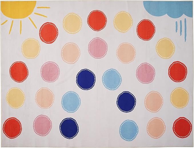 Hudson Comfort Classroom Rug 8x10 - Rugs for Elementary, Daycare, Nursery, and Playroom - Super Soft Non-Slip Carpet - Kids Fun Floor Mat for Playtime (Rainbow)