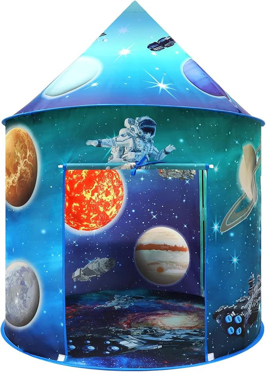 Space World Play Tent Pop Up Kids Indoor Sensory Playhouse Children Foldable Kids Tent for Boys Girls Toddler as 3 4 5 6 7 Years Gift as Birthday Christmas Toys