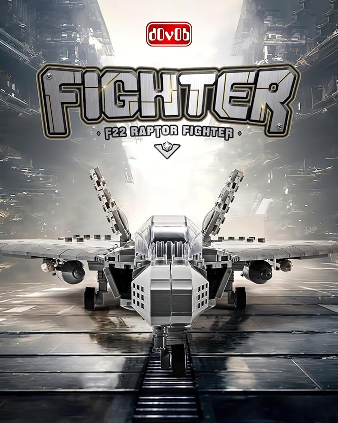 dOvOb Military F-22 Raptor Fighter Jet Air Force Building Block Set (626 Pieces), Fighting Falcon Army Plane Toys as Gift for Kids or Adult