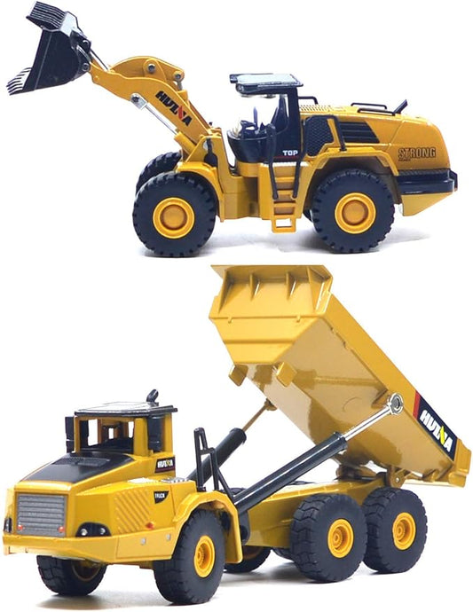 Ailejia 1/50 Scale Construction Vehicles Dump Truck Mechanical Loader Alloy Models Construction Vehicle Model Engineering Car Toy Boy Gift (Engineering car Suit 2)