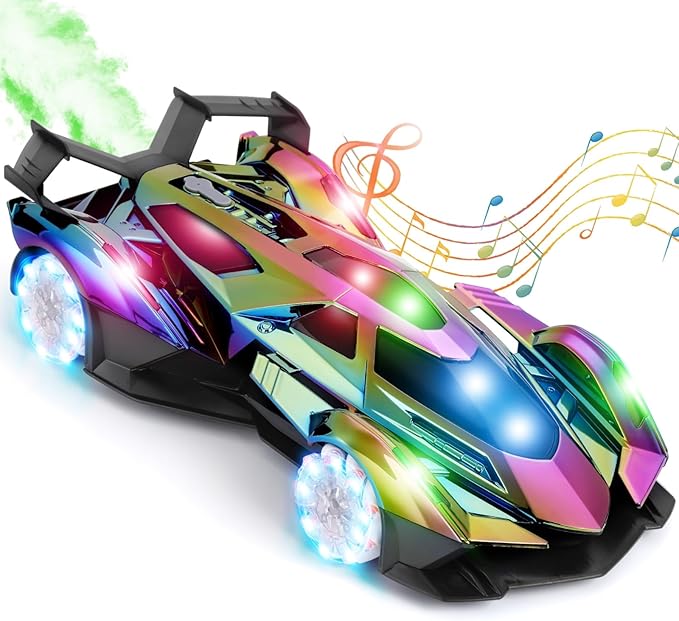 Lambo Remote Control Car for Boys 4-7,1:12 RC Car for Boys 8-12 with 360° Rotating, Lights, Music and Spray, 10-12km/h Colourful Lambo Racing Toys Gift for Kids Birthday.