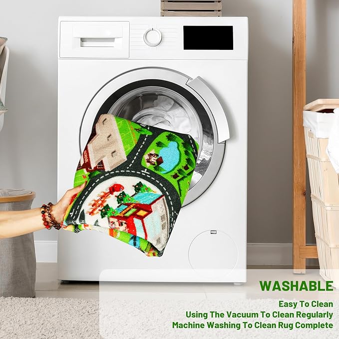 Kids Car Rug Play Mat - Extra Non-Slip Traffic Road Carpet for Playroom, Boys Bedroom, Classroom - City Map Educational Mat (78.7X59 Inch)