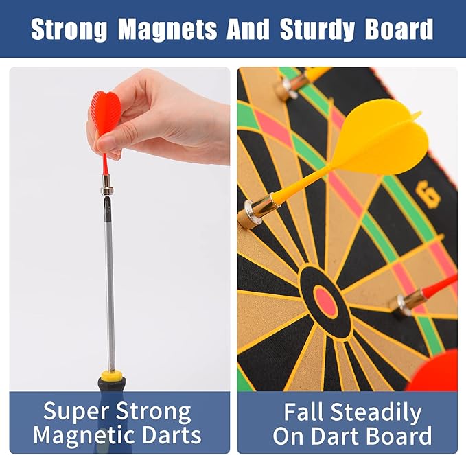 BATURU Magnetic Dart Board for Kids & Adults, 12 Magnetic Darts, Easter Basket Stuffers, Fun Indoor Game, Dart Board for Boys & Girls Ages 4-12, Teen Gifts