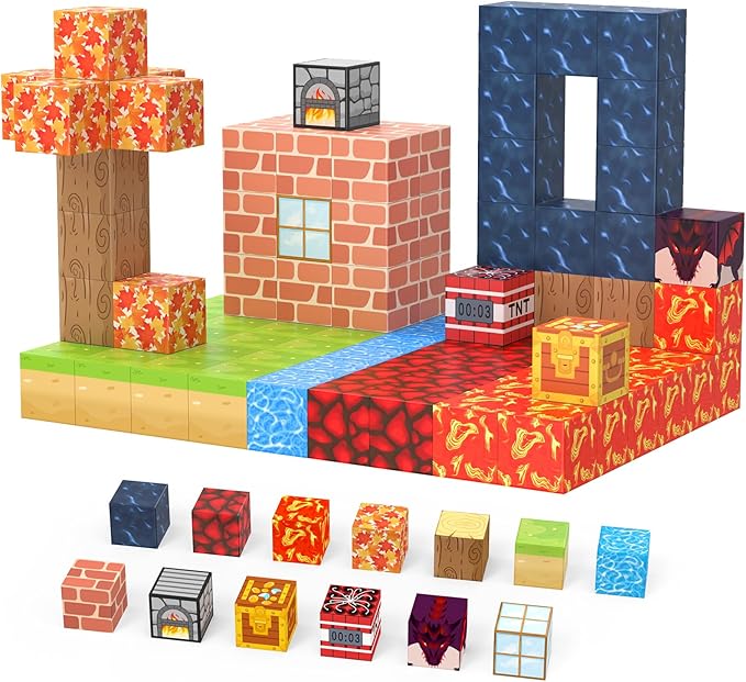 Magnetic Blocks 100 Pcs Magnetic Tiles Building Toys - Construction STEM Sensory Toys for 3-8 Year Old Boys & Girls