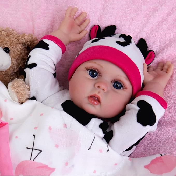 Aori Lifelike Reborn Baby Doll - 18 inch Full Body Soft Vinyl Real Life Baby Girl,Poseable Anatomically Correct Realistic Toddler Dolls with Feeding Kit Gift for Kids Age 3+