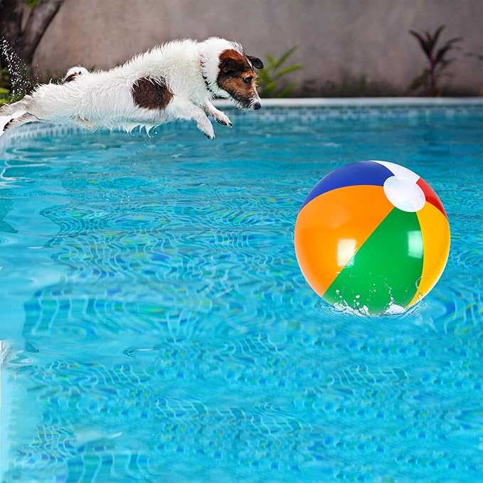 Coopay 30 Pack Inflatable Beach Balls Classic Rainbow Swimming Pool Ball Birthday Beach Party Decoration Summer Water Games Gifts 8 to 12 Inches from Inflated to Deflated