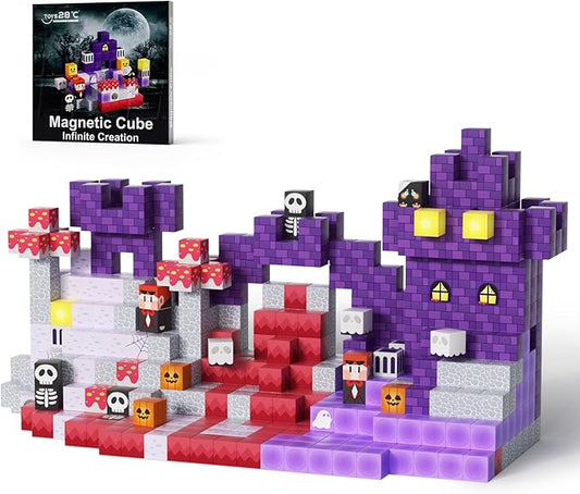 100PCS Magnetic Blocks Building Toys for Boys Girls 3+,STEM Sensory Toys for Toddlers, Magnetic Building Cube Game Sets Halloween Birthday Gift for Kids