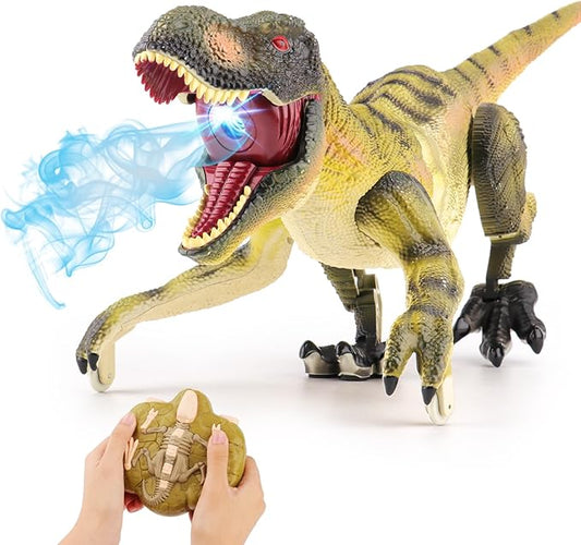 VERTOY Remote Control Dinosaur Toys for Kids 3 4-7 8-12 Year Old - Realistic T-Rex Gift for Boys, RC Walking Dino with Light, Roaring, Spray, Touch Sensing