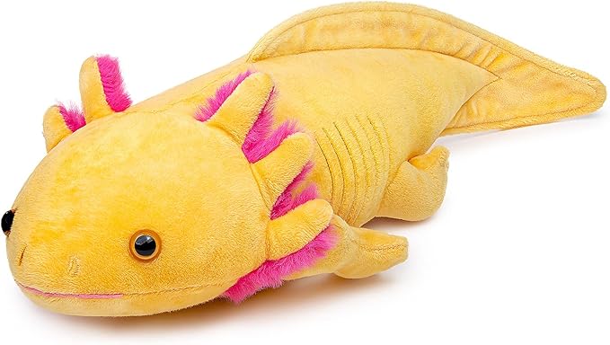 Tiny Heart Axolotl Plush, Axolotl Stuffed Animal, Lifelike Cute Yellow Axolotl Plush Toy, Gifts for Kids, Girls for Gifts 20 Inches Long(Yellow)