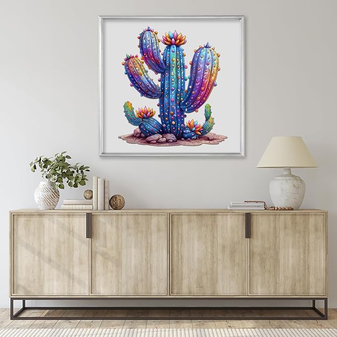 Wooden Puzzles for Adults,Cactus Wooden Jigsaw Puzzles 200pcs,11.5x12.6in,Medium,Unique Shape Adult Puzzles,Irregular Wood Puzzles Creative Gift for Adults and Kids Family Game