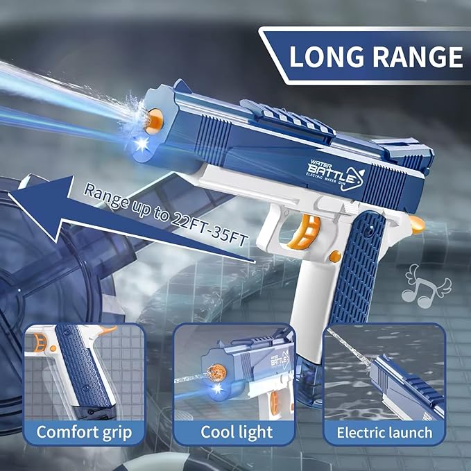 GOAP Electric Water Gun 2 Large Capacity Clips, Rechargeable Battery, Kids & Adults Squirt Gun