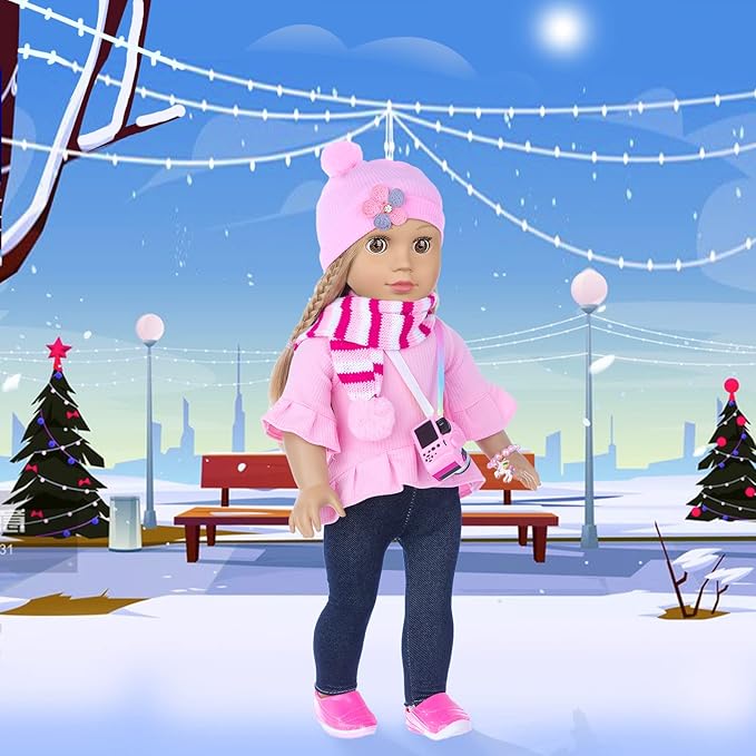 American Doll Clothes and Accessories for 18 Inch Dolls - Includes Pretend Makeup Kit - Girls Gift (Doll Not Included)