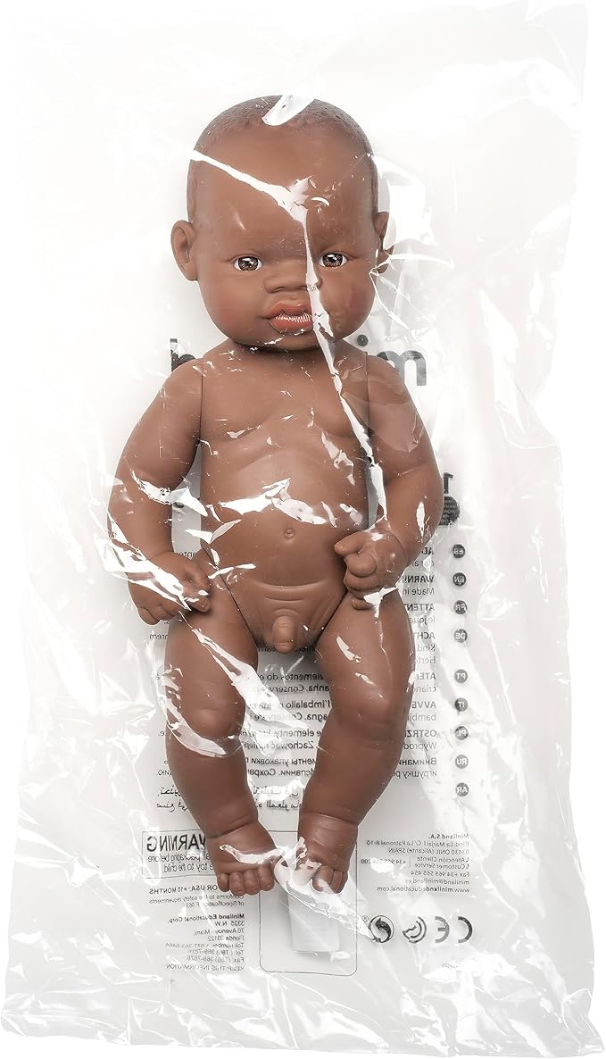 Miniland Doll 12 5/8'' African Boy (Polybag) - Made in Spain, Anatomically Correct, Quality, Inclusion