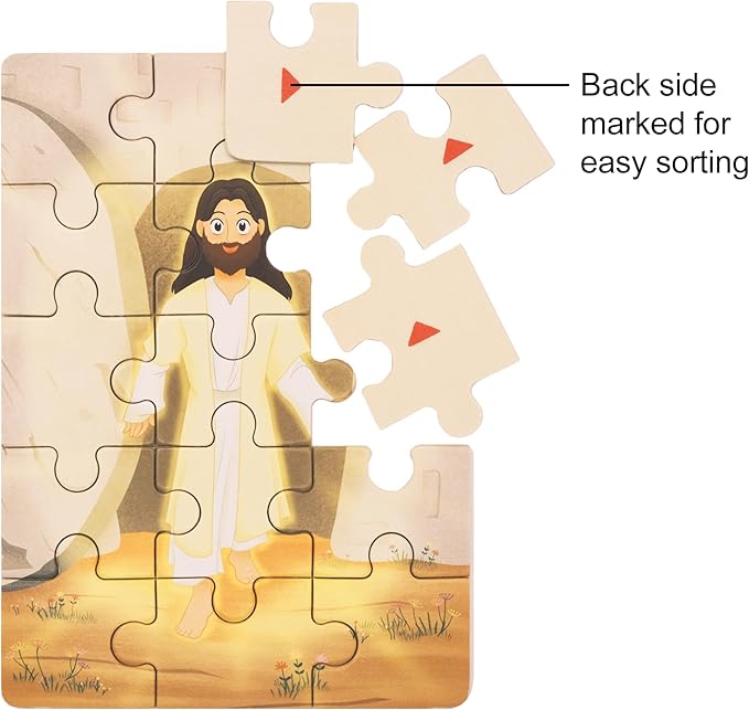 Bible Puzzles for Kids Ages 4-6 | 4-in-1 Wooden Jigsaw Puzzles in Box (15 pcs Each) | Christian Bible Gifts for Children | Easter Gifts for Kids | Nativity | The Last Supper (New Testament)