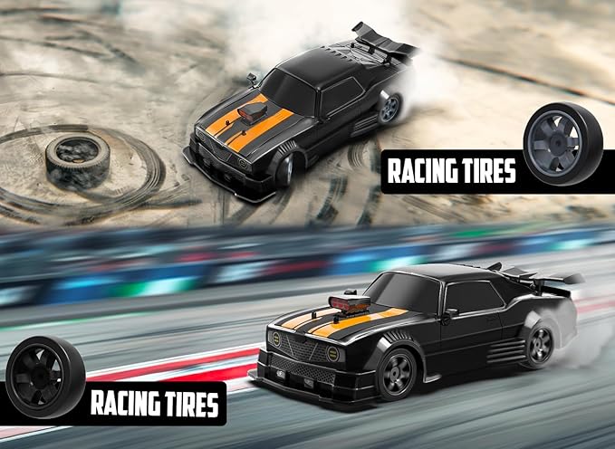 RACENT 1:16 RC Drift Car, 2.4Ghz 4WD 18KM/H Remote Control Car with Spray Mist, Racing and Drifting Wheels, LED Light, 2 Batteries, Sport Model Toys Vehicle for Kids, Boys, Adults