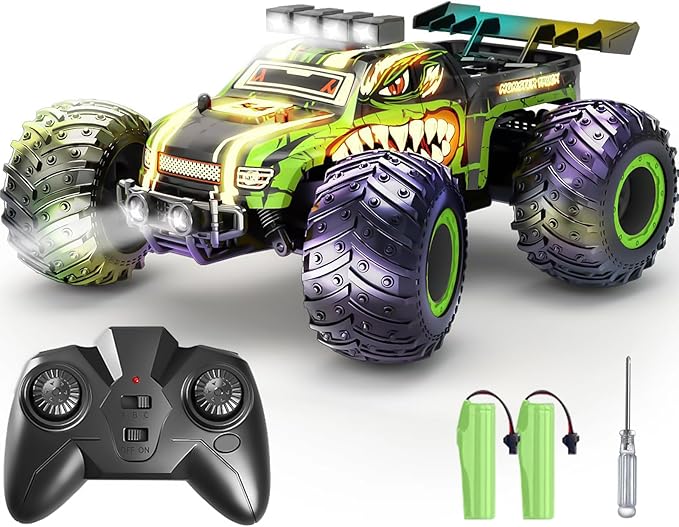 Remote Control Car,RC Cars Toy,High Speed 20 KM/H RC Truck Off-Road with 2 Headlights and 2 Rechargeable Battery,Dinosaur Toys Gift for Adult Boys 8-12