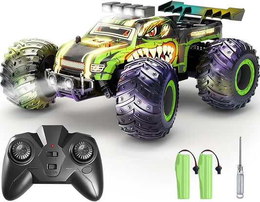 Remote Control Car,RC Cars Toy,High Speed 20 KM/H RC Truck Off-Road with 2 Headlights and 2 Rechargeable Battery,Dinosaur Toys Gift for Adult Boys 8-12